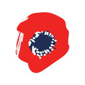 Red poppy logomark in a circle